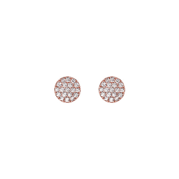 Rose Gold Pave Disc Earrings