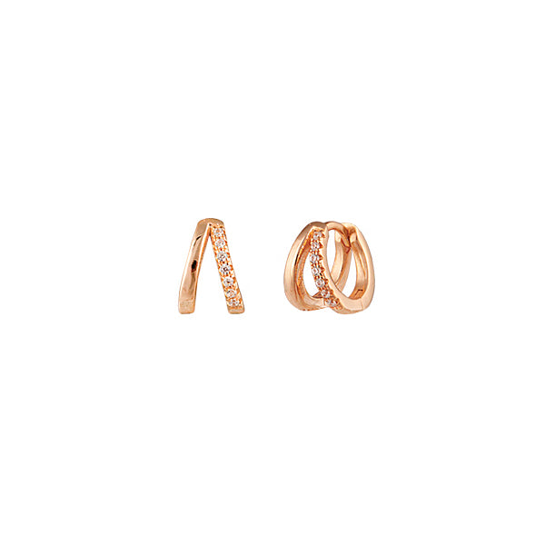 CZ Double Huggie Earrings